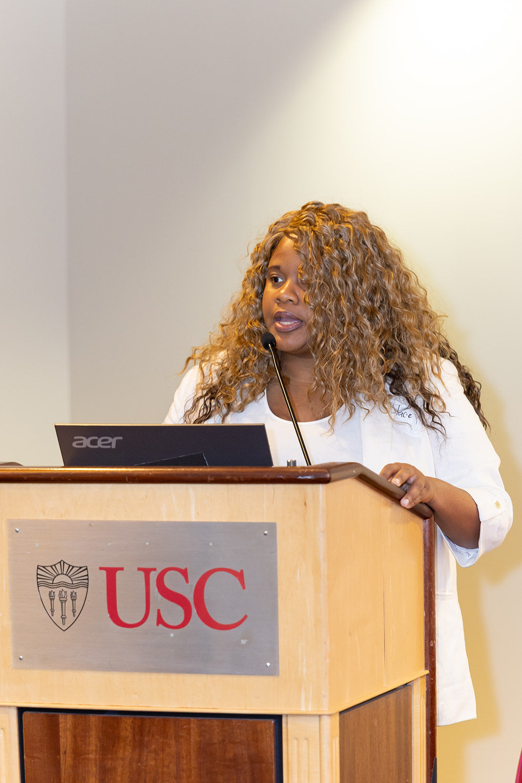 Stacey Johnson of SAJ Enterprise Inc speaking at USC Bridges Program